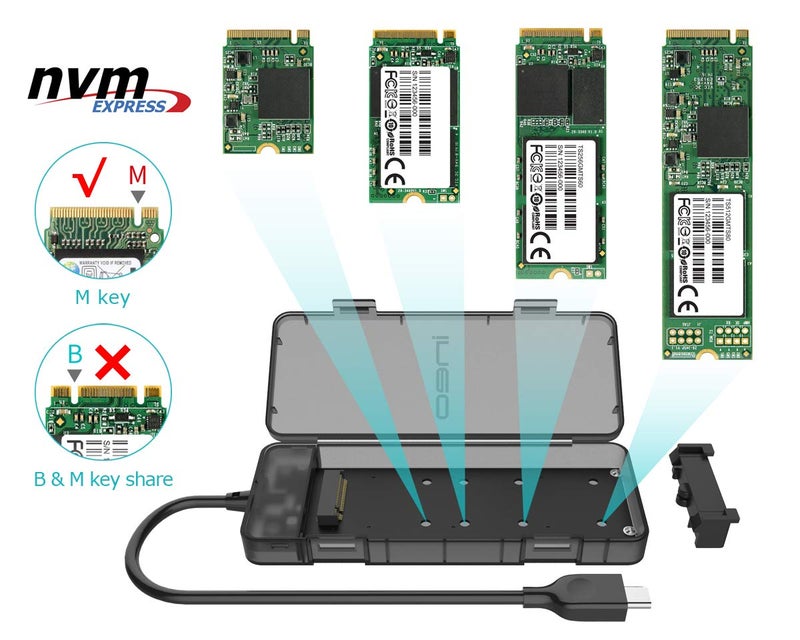 ineo Lightweight Plastic Tool-Free M.2 NVMe SSD Enclosure - 10Gbps Type C [C2575 M2 NVMe] - Image 2